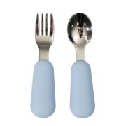 CUCHARA TENEDOR SILICONA METAL – AZUL