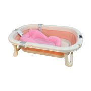 BAÑERA PLEGABLE + REDUCTOR ACOLCHADO ROSA